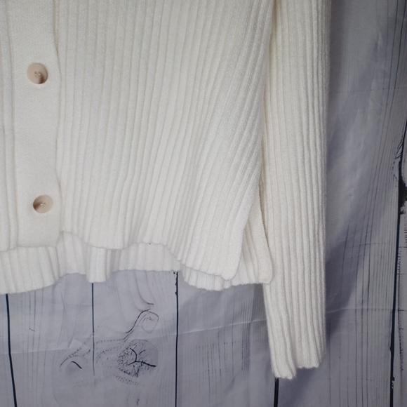 Sincerely Jules Off White Ribbed Button-Up Cardigan NWT - Picture 5 of 13